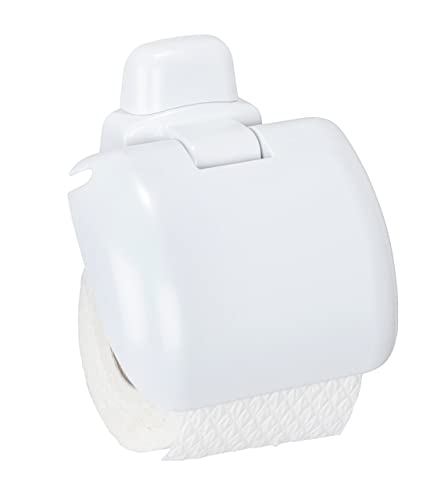 WENKO Toilettenpapierhalter Pure mit Deckel - Papierrollenhalter, Kunststoff (ABS), 16 x 5 x 16 cm, Weiß von WENKO
