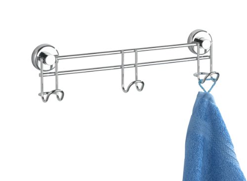 WENKO 18524100 Power-Loc Hakenleiste 3 Haken Sion - Befestigen ohne bohren, Stahl, 31 x 8.5 x 5 cm, Chrom WENKO 18524100 Power-Loc Hakenleiste 3 Haken Sion - Befestigen ohne bohren, Stahl, 31 x 8.5 x 5 cm, Chrom von WENKO