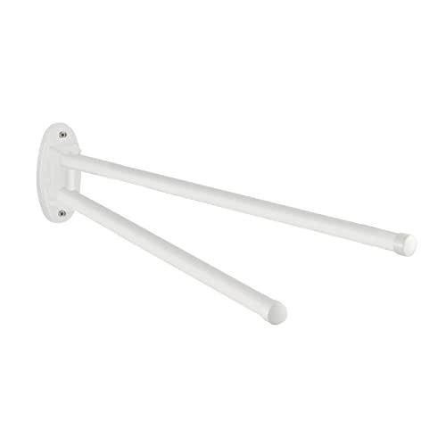 WENKO Handtuchhalter Basic Weiß - 2 bewegliche Arme, Metall, 4.5 x 9.5 x 41 cm, Weiß von WENKO