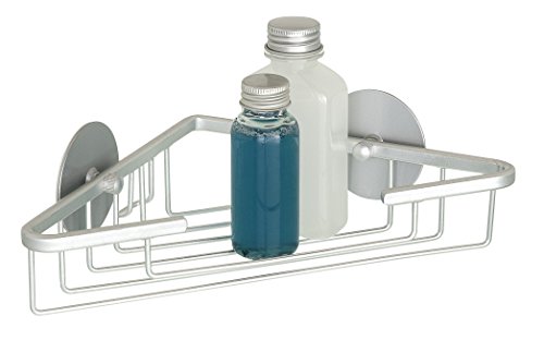 WENKO 18847100 Turbo-Loc Eckablage Aluminium - Befestigen ohne bohren, Aluminium, 25.5 x 7.5 x 15 cm, Matt von WENKO