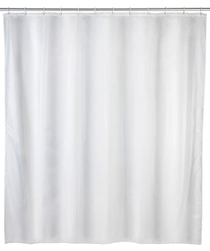 WENKO Duschvorhang Uni Weiß 120 x 200 cm - wasserabweisend, pflegeleicht, Polyethylen-Vinylacetat, 120 x 200 cm, Weiß von WENKO