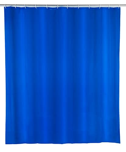 WENKO Duschvorhang Uni Night Blue - wasserdicht, pflegeleicht, Polyethylen-Vinylacetat, 120 x 200 cm, Dunkelblau von WENKO