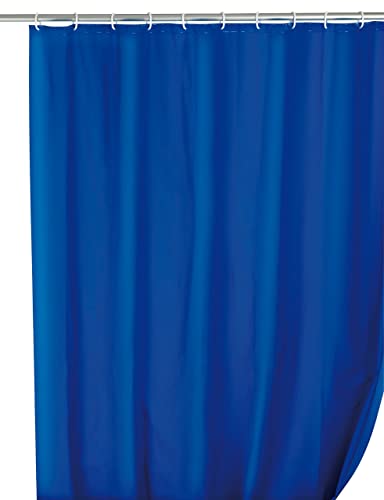 WENKO Duschvorhang Uni Night Blue - wasserdicht, pflegeleicht, Polyethylen-Vinylacetat, 180 x 200 cm, Dunkelblau von WENKO