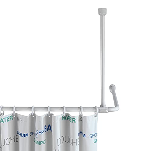 WENKO Deckenstütze für Dusch- und Badewannenstangen, für Stangen mit Ø 2/2,5 cm, zum Bohren – inkl. Befestigungsmaterial, rostfreies & langlebiges Aluminium, 57 cm Länge, Weiß von WENKO