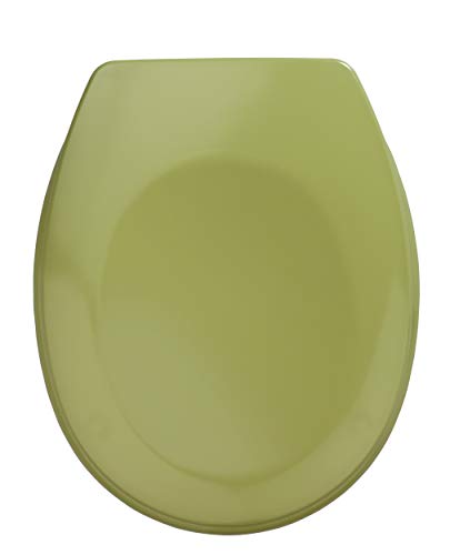 WENKO WC-Sitz Bergamo Moosgrün - Antibakterieller Toilettensitz, rostfreie Edelstahlbefestigung, Duroplast, 35 x 44.4 cm, Moosgrün von WENKO
