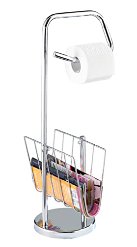 WENKO Stand WC-Garnitur mit Zeitungshalter Chrom, Stahl, 24 x 65.5 x 27 cm, Chrom von WENKO