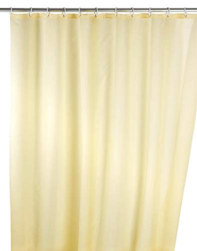 WENKO 20046100 Anti-Schimmel Duschvorhang Uni Champagner - Anti-Bakteriell, waschbar, mit 12 Duschvorhangringen, 100 % Polyester, Creme von WENKO