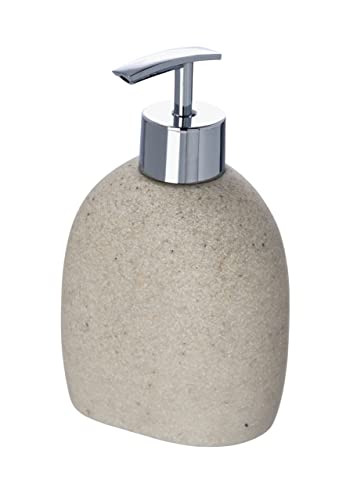 WENKO Seifenspender Puro Natur - Flüssigseifen-Spender, Spülmittel-Spender Fassungsvermögen: 0.29 l, Polyresin, 9.4 x 15.2 x 6.5 cm, Beige von WENKO