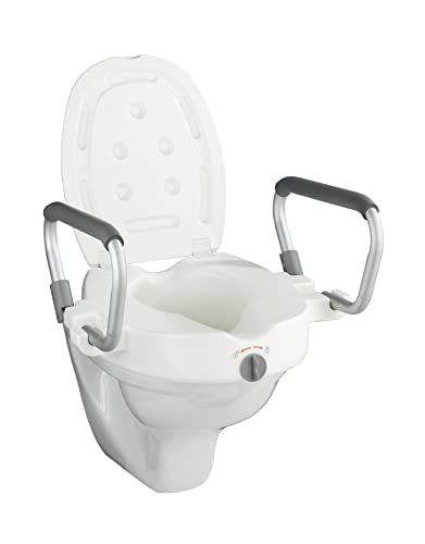 WENKO WC-Sitz Erhöhung mit Stützgriffen Secura - Toilettensitzerhöhung, Kunststoff, 5535 x 37.5 x 47.542.5 cm, Weiß von WENKO
