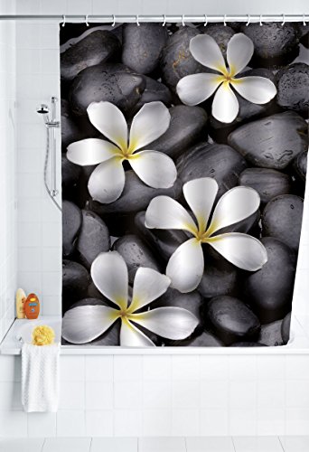 WENKO 20962100 Duschvorhang Bloom - waschbar, mit 12 Duschvorhangringen, 100 % Polyester, Mehrfarbig von WENKO