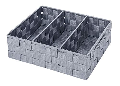 WENKO Organizer Adria, Aufbewahrungskorb mit 3 Fächern und praktischem Griff, Feste Trennwände, hochwertiges Kunststoffgeflecht mit Metallstangen für extra Stabilität, 32 x 10 x 21 cm, Grau WENKO Organizer Adria, Aufbewahrungskorb mit 3 Fächern und praktischem Griff, Feste Trennwände, hochwertiges Kunststoffgeflecht mit Metallstangen für extra Stabilität, 32 x 10 x 21 cm, Grau von WENKO