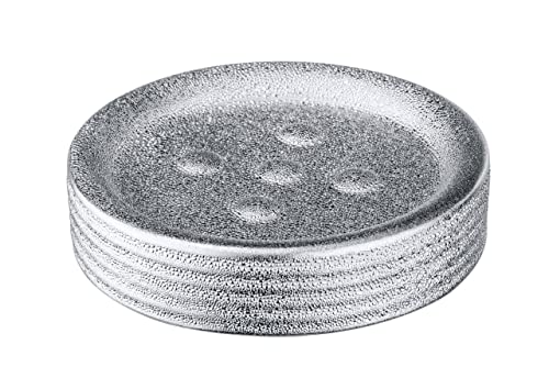 WENKO Seifenablage Polaris Juwel Silber Keramik - Seifenschale ideal für Handseife, Keramik, 11 x 2.5 x 11 cm, Silber, 2.5 x 11 x 11 cm WENKO Seifenablage Polaris Juwel Silber Keramik - Seifenschale ideal für Handseife, Keramik, 11 x 2.5 x 11 cm, Silber, 2.5 x 11 x 11 cm von WENKO