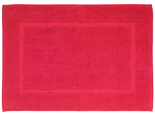 WENKO Frottier Duschvorleger Paradise in Watermelon, besonders saugfähige & pflegeleichte Badematte, weicher Badteppich aus 100% Baumwolle, waschbar & trocknergeeignet, 50 x 70 cm, Rot von WENKO