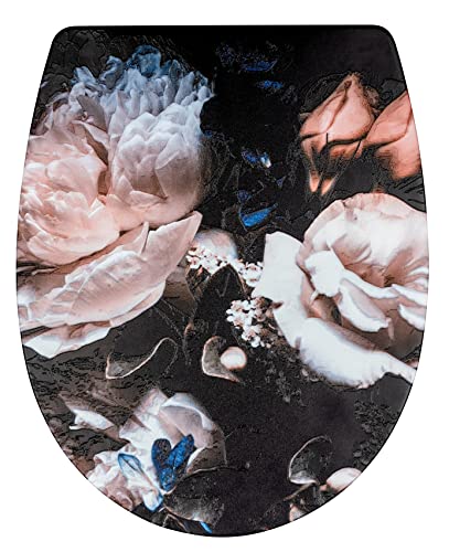 WENKO WC-Sitz Peony, hygienischer Toilettensitz mit Absenkautomatik und Fix-Clip Befestigung, WC-Deckel mit Relief-Oberfläche, aus antibakteriellem Duroplast WENKO WC-Sitz Peony, hygienischer Toilettensitz mit Absenkautomatik und Fix-Clip Befestigung, WC-Deckel mit Relief-Oberfläche, aus antibakteriellem Duroplast von WENKO