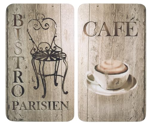 WENKO Herdabdeckplatte Universal Mod. Bistro, höhenverstellbar für alle Herdarten, Schneidebrett und Spritzschutz, Glas, 30 x 52 cm, 2-teilig von WENKO