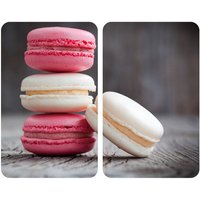 Wenko - Herdabdeckplatte Universal Macarons 2er Set, für alle Herdarten, Mehrfarbig, Gehärtetes Glas mehrfarbig, Kunststoff (tpe) hellgrau, von Wenko