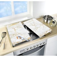 Wenko - Herdabdeckplatten Universal Marmor Gold 2er Set, für alle Herdarten, Weiß, Gehärtetes Glas weiß, Kunststoff (tpe) hellgrau - weiß Wenko - Herdabdeckplatten Universal Marmor Gold 2er Set, für alle Herdarten, Weiß, Gehärtetes Glas weiß, Kunststoff (tpe) hellgrau - weiß von Wenko