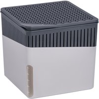 Wenko - Raumentfeuchter Cube Grau 1000 g 2er Set, Luftentfeuchter, Grau, Kunststoff (abs) hellgrau, Calciumchlorid weiß, Kunststoff (abs) anthrazit von Wenko