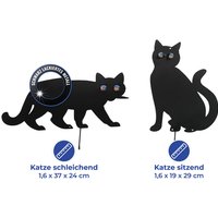 Wenko - Maximex Vogelschreck Katzen 2er Set, Mit Erdspieß, Schwarz, Eisen schwarz, Glas mehrfarbig - schwarz von Wenko