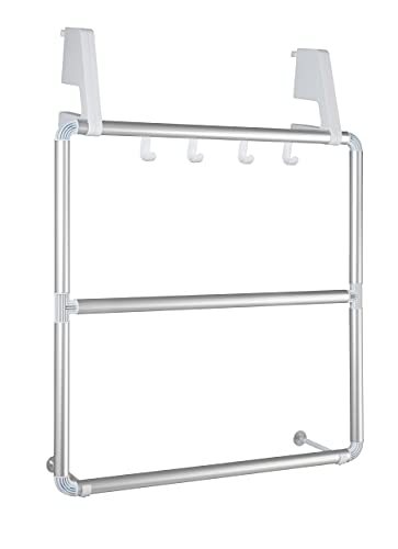WENKO Handtuchhalter für Tür und Duschkabine Compact - mit 3 Querstangen und 4 Haken, Aluminium, 62.5 x 78 x 14.5 cm, Silber matt WENKO Handtuchhalter für Tür und Duschkabine Compact - mit 3 Querstangen und 4 Haken, Aluminium, 62.5 x 78 x 14.5 cm, Silber matt von WENKO