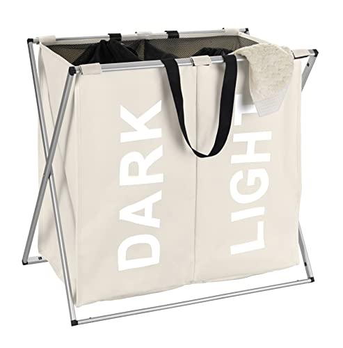 WENKO Wäschesammler Duo Beige, stabiler Wäschekorb mit Deckel und praktischen Tragegriffen, viel Stauraum mit 120 l und zwei Fächern, (B x H x T): 59 x 57 x 38 cm, moderne Aufschriften "Dark", "Light" WENKO Wäschesammler Duo Beige, stabiler Wäschekorb mit Deckel und praktischen Tragegriffen, viel Stauraum mit 120 l und zwei Fächern, (B x H x T): 59 x 57 x 38 cm, moderne Aufschriften "Dark", "Light" von WENKO
