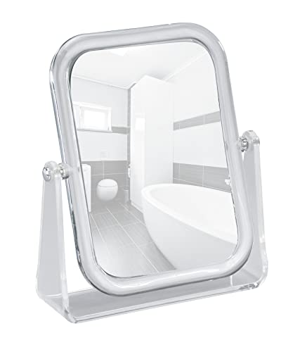 WENKO Kosmetik-Standspiegel Noci rechteckig - klappbar, Spiegelfläche: 15 x 19.5 cm ( B * H ) 300 % Vergrößerung, Acryl, Transparent von WENKO