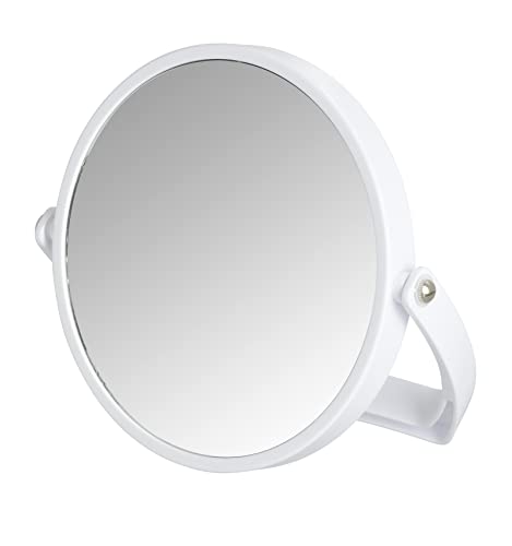 WENKO Kosmetikspiegel Noale Weiß - neigbar, Spiegelfläche ø 15 cm 500 % Vergrößerung, Kunststoff, 19.5 x 19 x 2 cm, Weiß von WENKO