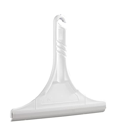 WENKO Badezimmerwischer, mit praktischem Haken zum Einhängen, 24,5 x 23,5 x 1 cm, Kunststoff, Weiß von WENKO