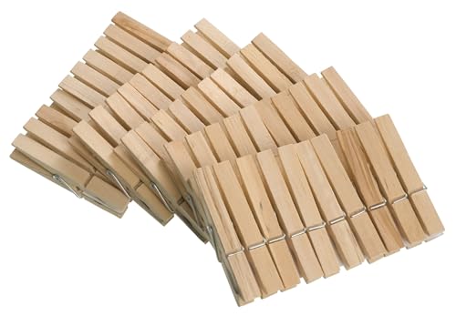 WENKO 50 Wäscheklammern aus FSC® zertifiziertem Holz, umweltfreundliche Holzklammern, Klammern zum Basteln und Dekorieren, je 7 cm, natur von WENKO