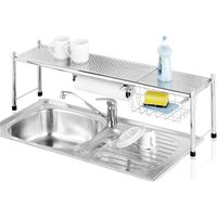 Maximex Küchenregal "Modell EXPANDO", ausziehbares Spülbeckenregal mit Küchenrollenhalter und Korb von Maximex