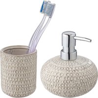 WENKO Badaccessoire-Set "Davos", (Set, 2 tlg.), aus Keramik mit Effektglasur von Wenko