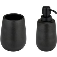 WENKO Badaccessoire-Set "Modell Nerno" Seifenspender und Zahnputzbecher aus hochwertiger Keramik von Wenko