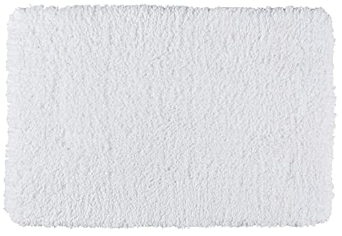 WENKO Badteppich Belize Weiß, 70 x 120 cm - Badematte, sicher, flauschig, fusselfrei, Polyester, 70 x 120 cm, Weiß von WENKO
