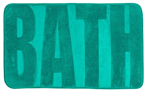 WENKO Badteppich Memory Foam Bath, Emerald Green - Duschmatte, Polyester, 50 x 80 cm, türkis von WENKO