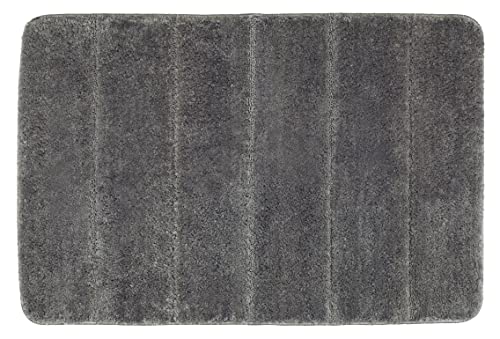 WENKO Badteppich Steps Mouse Grey, 60 x 90 cm - Badematte, rutschhemmend, außergewöhnlich weiche und dichte Qualität, Polyester, 60 x 90 cm, Grau von WENKO