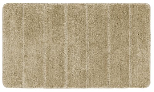 WENKO Badteppich Steps Sand, 70 x 120 cm - Badematte, rutschhemmend, außergewöhnlich weiche und dichte Qualität, Polyester, 70 x 120 cm, Beige von WENKO