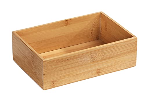 WENKO Bambus Ablage Terra L, praktische Organizer-Box für Schränke und Regale in Küche, Bad und dem gesamten Haushalt, übersichtliche Aufbewahrung von kleinen Utensilien, 22 x 7 x 15 cm, Natur von WENKO