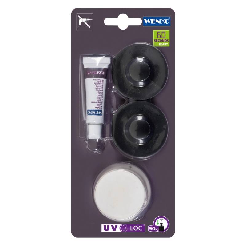 WENKO Befestigungsset UV-Loc® Schwarz von Wenko
