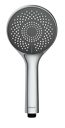 WENKO Wasserspar Duschkopf Watersaving, Handbrause mit Wasserspar-System, 3 Strahlarten, Ø 11 cm, ABS, Grau von WENKO