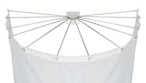 WENKO Duschschirm mit 12 Armen Edelstahl - Duschspinne, Duschvorhanghalter, Kunststoff (ABS), 96 x 10.5 x 72 cm, Weiß von WENKO