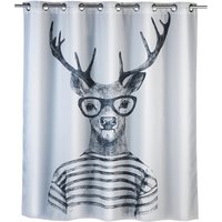 WENKO Duschvorhang »Mr. Deer Flex«, BxH: 180 x 200 cm, Hirsch, weiß/schwarz - weiss von Wenko