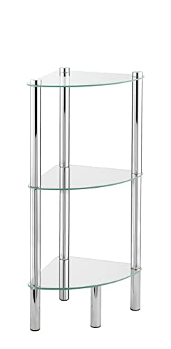 WENKO Eckregal Yago mit 3 Glasablagen - Badregal, Edelstahl rostfrei, 30 x 74 x 30 cm, Glänzend von WENKO