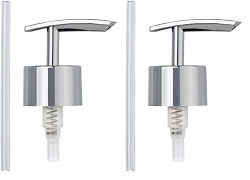 WENKO Ersatzpumpkopf Chrom Flach - Seifenpumpe, Kunststoff (ABS), 5.3 x 17 x 3.4 cm, Chrom (Packung mit 2) von WENKO