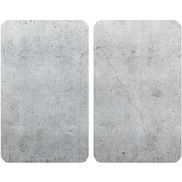 Wenko - Herdabdeckplatten Universal Beton 2er Set, für alle Herdarten, Mehrfarbig, Gehärtetes Glas grau, Kunststoff (tpe) hellgrau, Kunststoff von Wenko