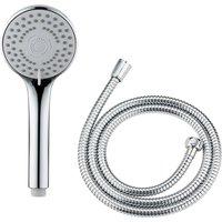 WENKO Handbrause "Modell Basic Line Duschkopf Set", (2 tlg.), klassischer Brausekopf mit 5 Strahlarten, 150 cm Brauseschlauch von Wenko