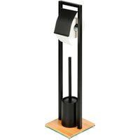 WENKO Stand-WC-Garnitur »Bambusa«, Stahl/Bambus, schwarz/natur von Wenko