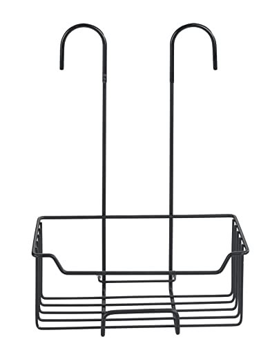 WENKO Thermostat-Dusch-Caddy Milo, Duschregal zum Hängen an die Armatur, Ablage aus Edelstahl (rostfrei), 25 x 36 x 14 cm, Schwarz matt von WENKO