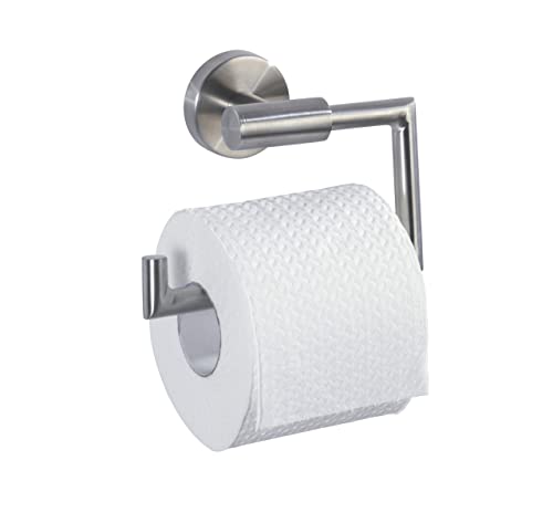 WENKO Toilettenpapierhalter Bosio Edelstahl matt - WC-Rollenhalter, ohne Deckel, Edelstahl rostfrei, 15 x 10.5 x 6.5 cm, Matt von WENKO