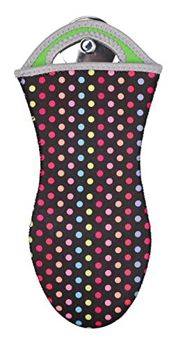 WENKO Topfhandschuhe Neopren Dots - Ofenhandschuhe hitzebeständig, 1 Paar, Polyester, 15 x 32 cm, Mehrfarbig von WENKO