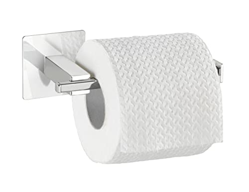 WENKO Turbo-Loc® Edelstahl Toilettenpapierhalter ohne Deckel Quadro - Befestigen ohne bohren, Edelstahl rostfrei, 16.5 x 6.5 x 7 cm, Chrom von WENKO